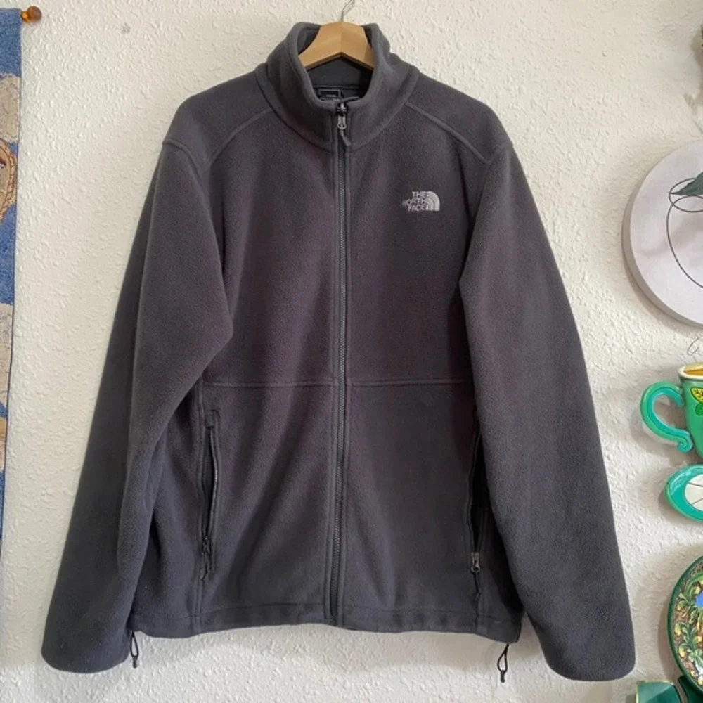 The North Face Mens Fleece‎ Jacket Gray Full Zip Polartec Recycled Size L